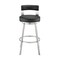 Armen Living Lynof Swivel Bar Stool in Brushed Stainless Steel with Black Faux Leather 840254335516 - alternate 5